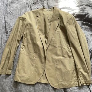 Buck Mason Carry On Suit; light sage; pant 34 jacket L; never worn